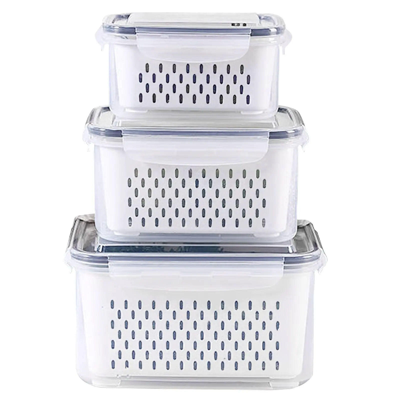 3-Count Double Layer Drainage Box, Fruit & Vegetable Storage Box, Kitchen Accessories Organizer, Strainer Basket, Vegetable Colander, Household Essentials, Kitchen Gadgets, Household Kitchen Supplies