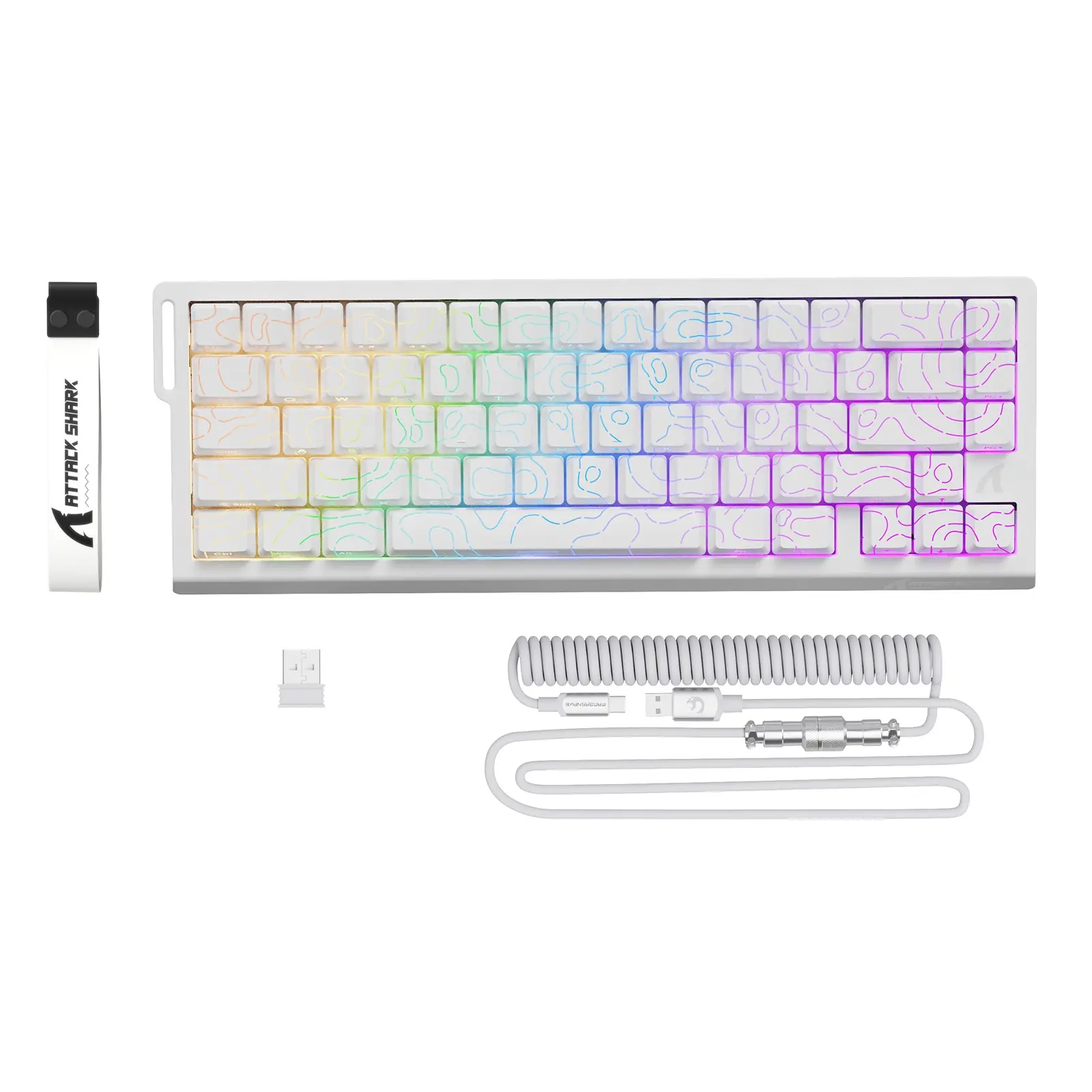 ATTACK SHARK X68PRO HE Rapid Trigger Wireless Keyboard, 0.01mm RT Accuracy 8000Hz Wired Gaming Keyboard, Adjustable Actuation, Snap Tap, RGB Backlit, Magnetic Switch, C01 Coiled Cable, RGB Keyboards