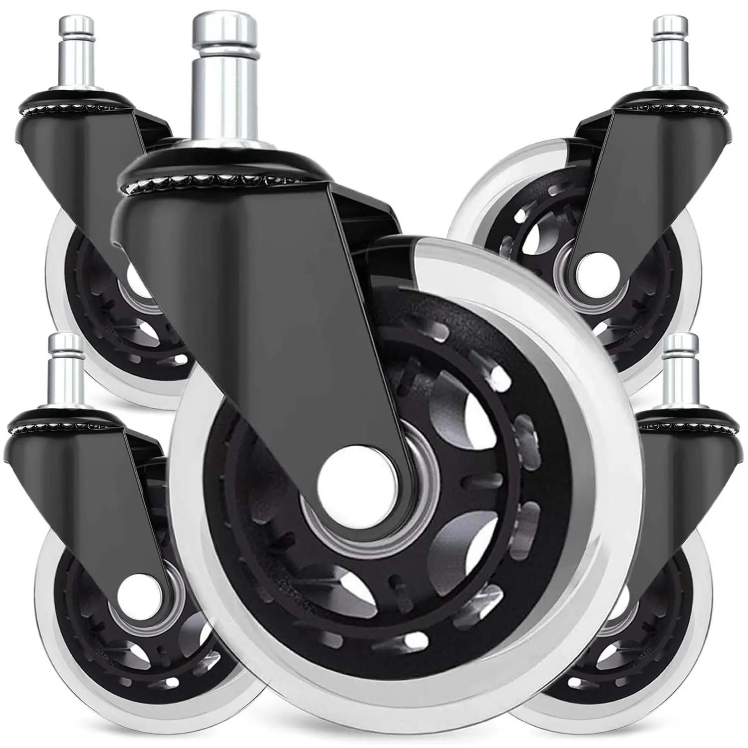Office Chair Wheels -  Rubber Wheels -  Fit 3 Inch Casters, Heavy-Duty Chair Casters, Noise Free, Fits 98% Chair