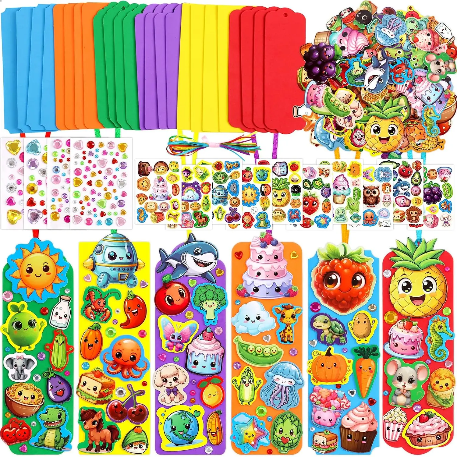 Bookmark Craft Kits  DIY Bookmark Kit  Bookmarks Crafts Art Sets Fruits Sweet  Sun Ornaments Stickers for  Classroom Activities Rewards Party Favor 24 count
