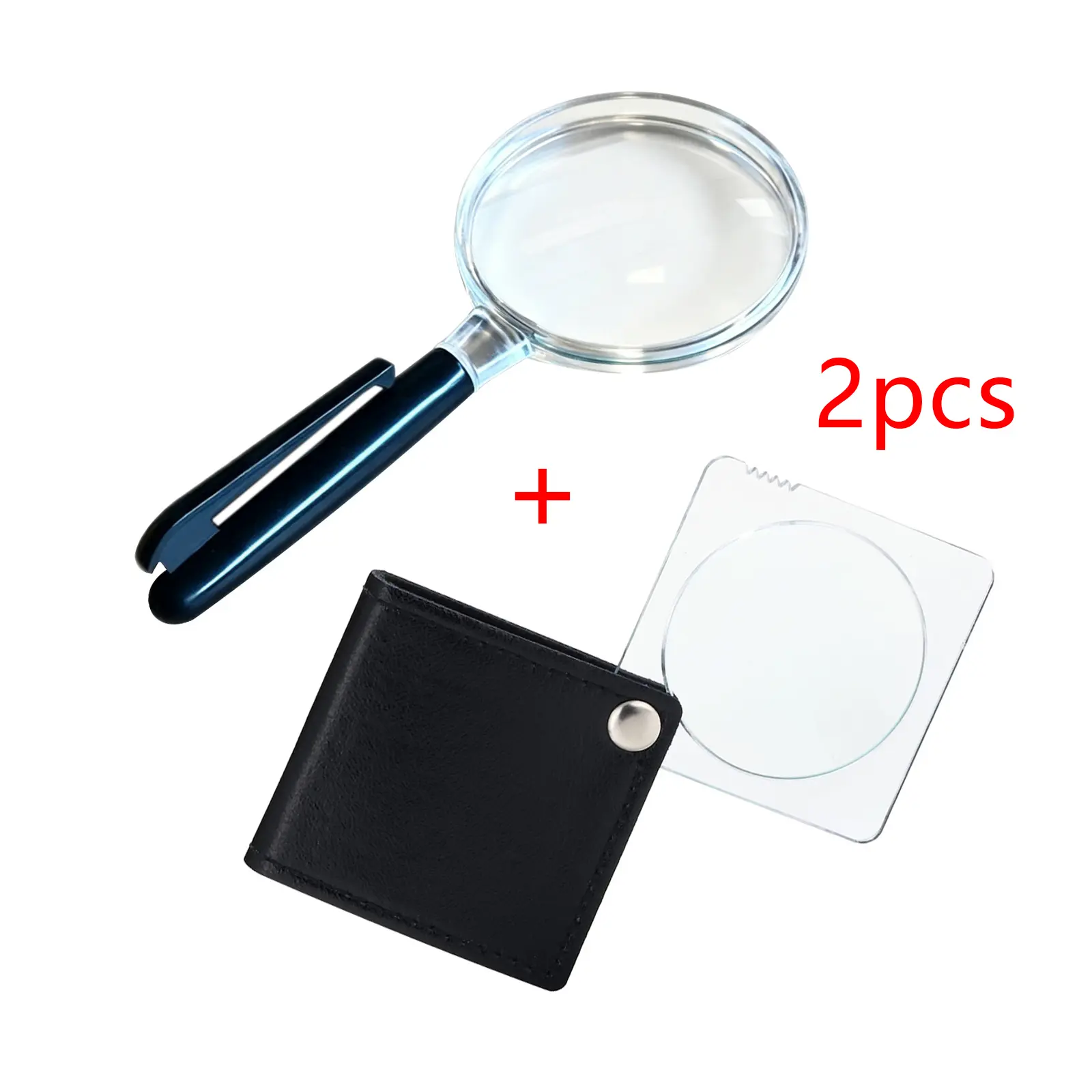 2 Pack 5X Folding Magnifying Glass | Pocket Clip Reading Magnifier with Protective Case, Lightweight Handheld Magnifier for Books, Crafts, Jewelry & Detail Inspection  MAGNIDOG