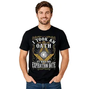 Men's Abstract Statement Short-Sleeve Graphic Print Tee - Pure Cotton New Year Oath Commitment Top, Comfortable for Errands, Lounging