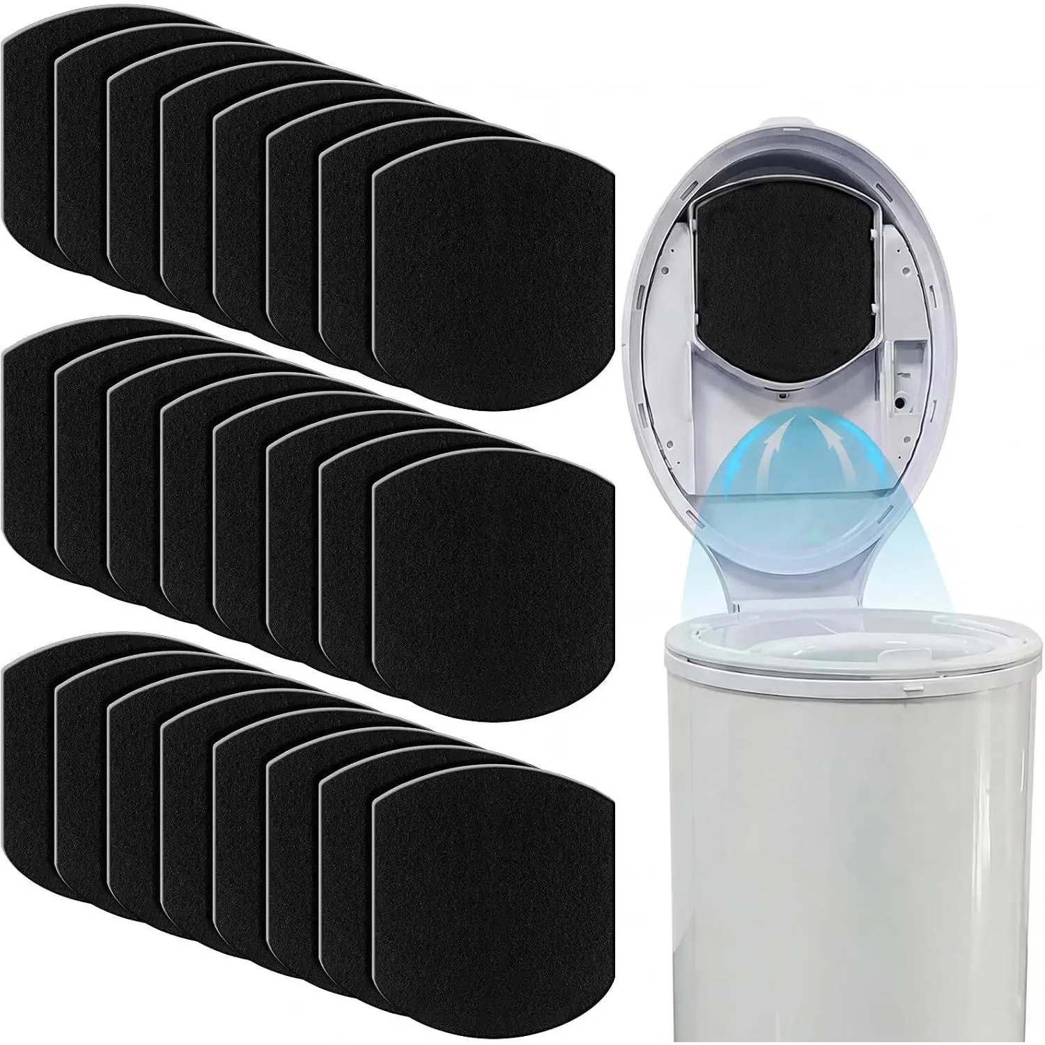 24 Pcs Baby Diaper Pail Deodorizer Compatible with Ubbi Diaper Pail, Activated Charcoal Odor Absorbing Filters Refills for Natural Odor Eliminating No Smell