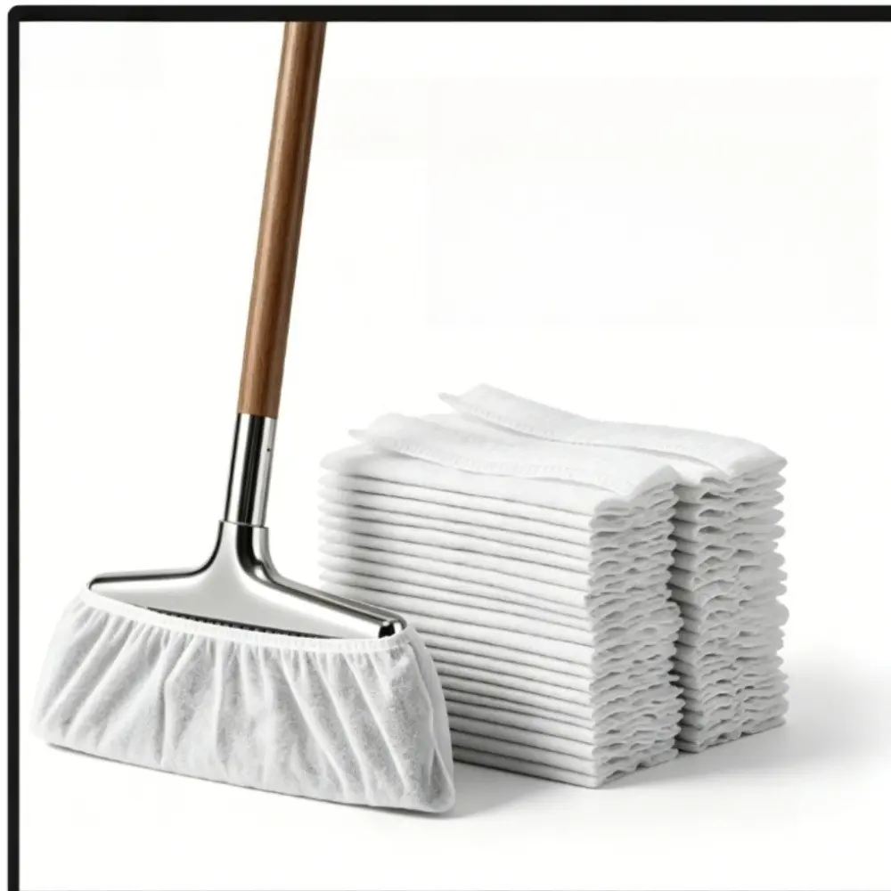 100pcs disposable broom cover, electrostatic dust and pet hair catcher for cleaning, universal elastic cleaning pad, non-tangled hair removal cover for hardwood floors.