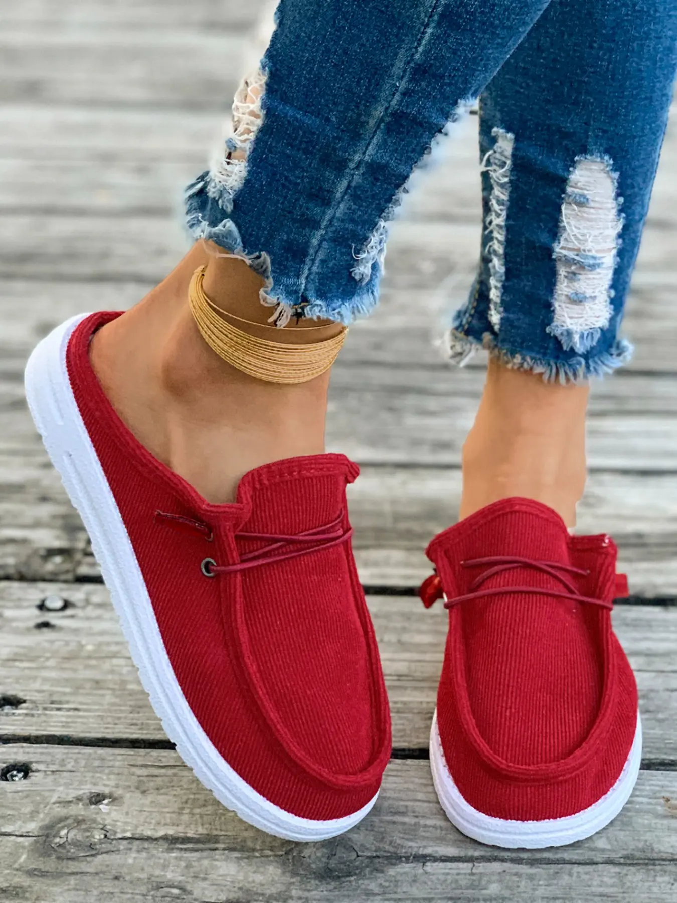 Women's Soft Velvet Flat Mules Slip-On Shoes, Adjustable Side Straps, Thick Foam Sole, Outdoor Beach City Walking Footwear, Thick Soled Mules, Mule Flats
