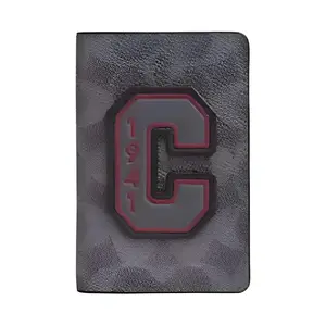 Coach Grey Monogram Patchwork Leather Card Holder for Men and Women
