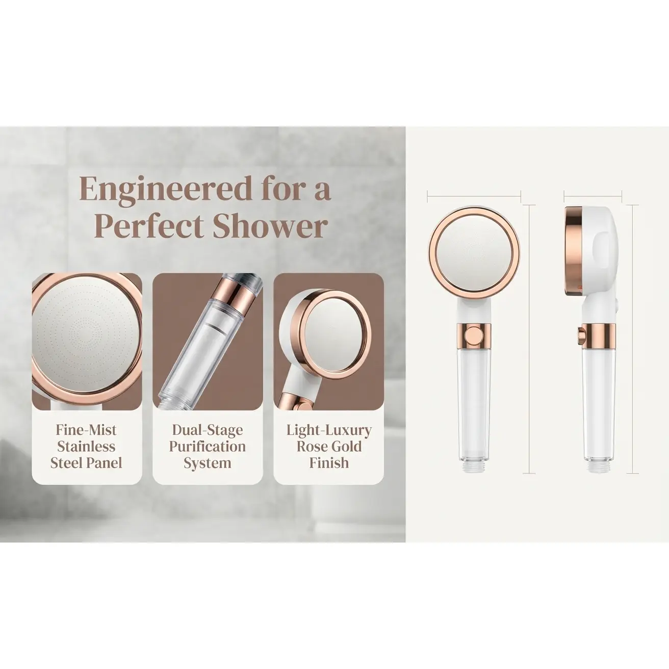 VC Aromatherapy Japanese-style Filter Shower Head, Beauty Shower Head, Pressure-Boosting Shower Set, Korean-style Handheld Shower Head