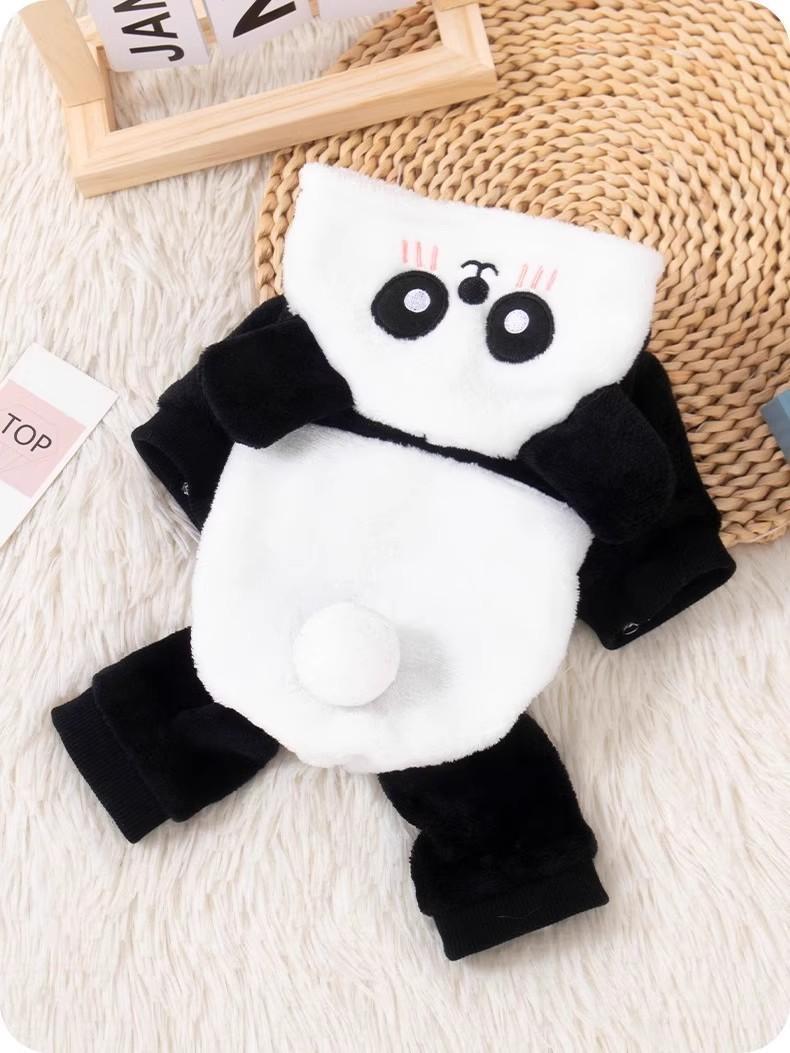 2026 New Thick Cotton Adorable Panda Print Non-Woven Pet Hoodie - Insulated, Warm, Comfortable, Windproof 4-Legged Coat for Small Dogs (Bichons), S Size Universal Autumn-Winter Dog & Cat Sweater, Insulation