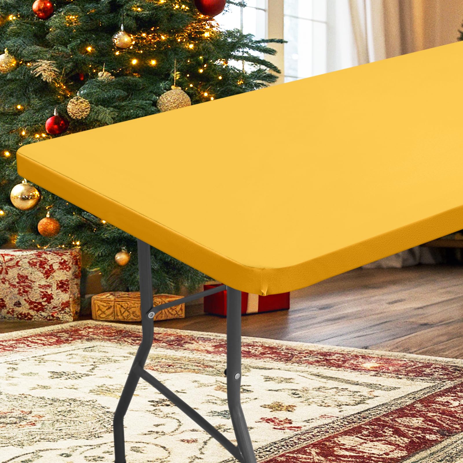 Hapihappy Rectangle Waterproof Table Cover Outdoor Picnic Camping Tablecloth Polyester Elastic Fitted Table Protector For Dinner