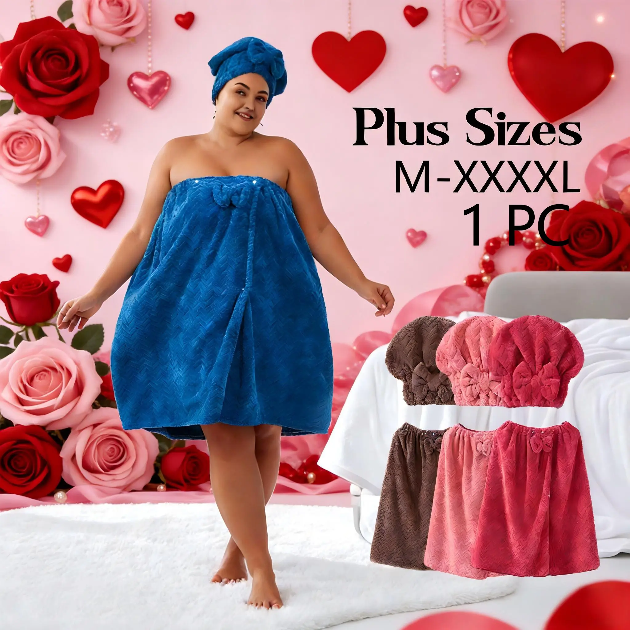 3-Piece Bathrobe Set, 1 bath wrap +1 hair towel+1 Exfoliating Gloves, Adjustable Fit M-Xxxxl, Thickened Design, Ideal for Home, Travel, Sauna, Spa, Shower, Hair Turban Towel, Premium Towel Set, Shower Cloths