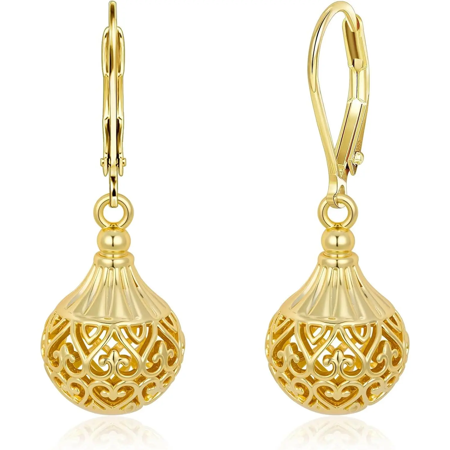 Women's Filigree   Earrings with  Leverback Texture
