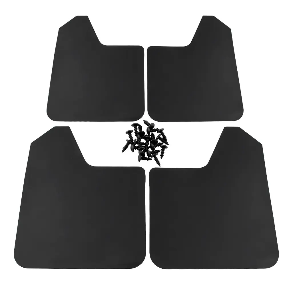 4 Pack Automotive Mud Flaps Front Rear Splash Guards for Pickup, Durable Black Mudguards with Installation Hardware, Drilling Required, Protect Vehicle Paint