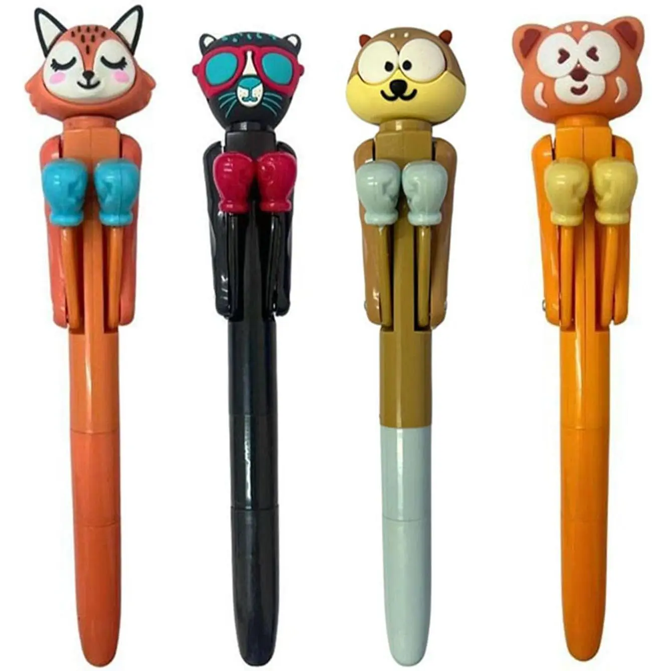 4 count Funny  Boxing Ballpoint Pens 0.7mm Black Ink Fox  Pen | Novelty Cool Writing Pen   Boxing Pens Stationery Gifts Classroom Supplies for Office School Party Favors