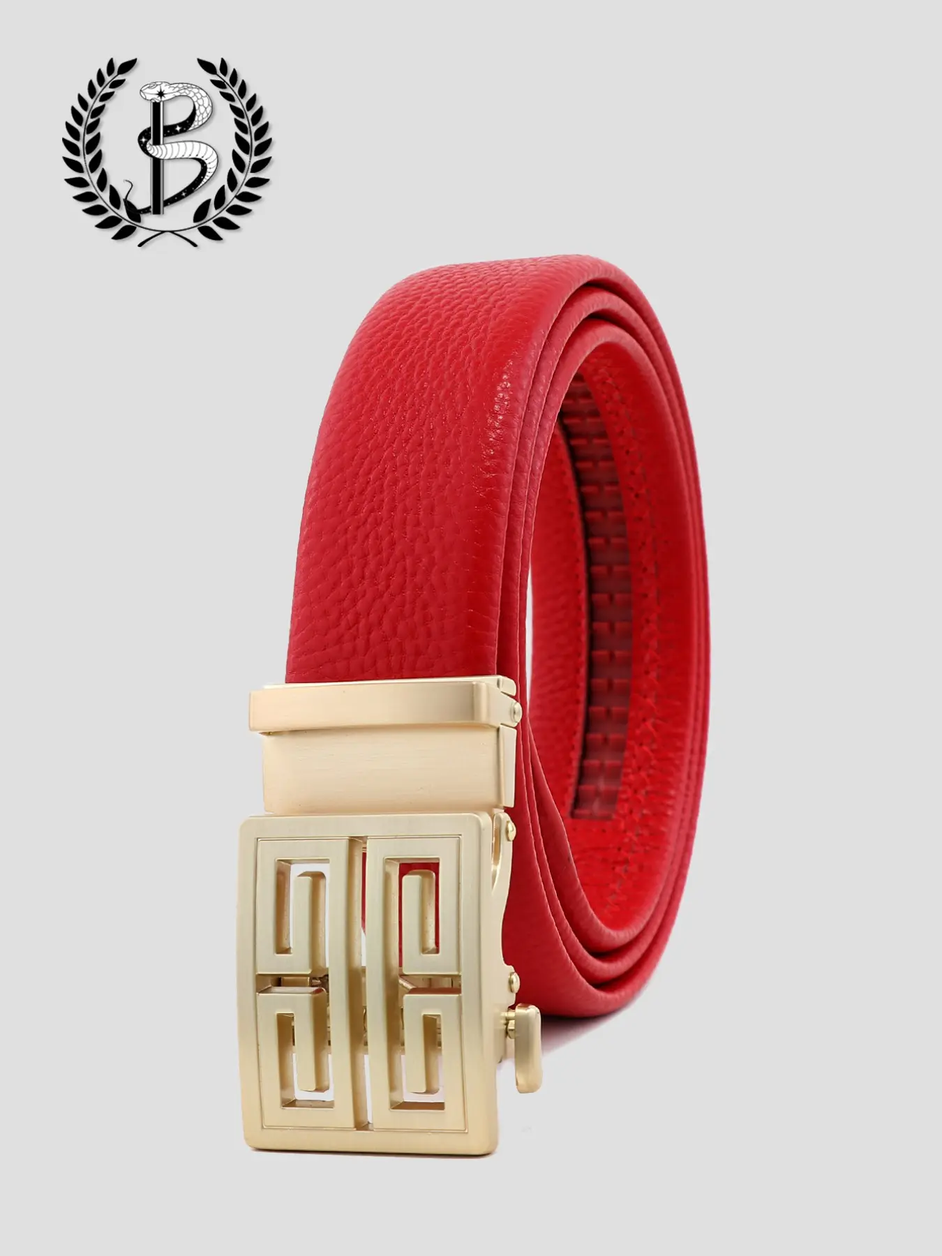 Men's Simple Elegant Classic Belt, Creative Geometric Auto Buckle Leather Strap, Business Travel Office Accessory, All Seasons Wear