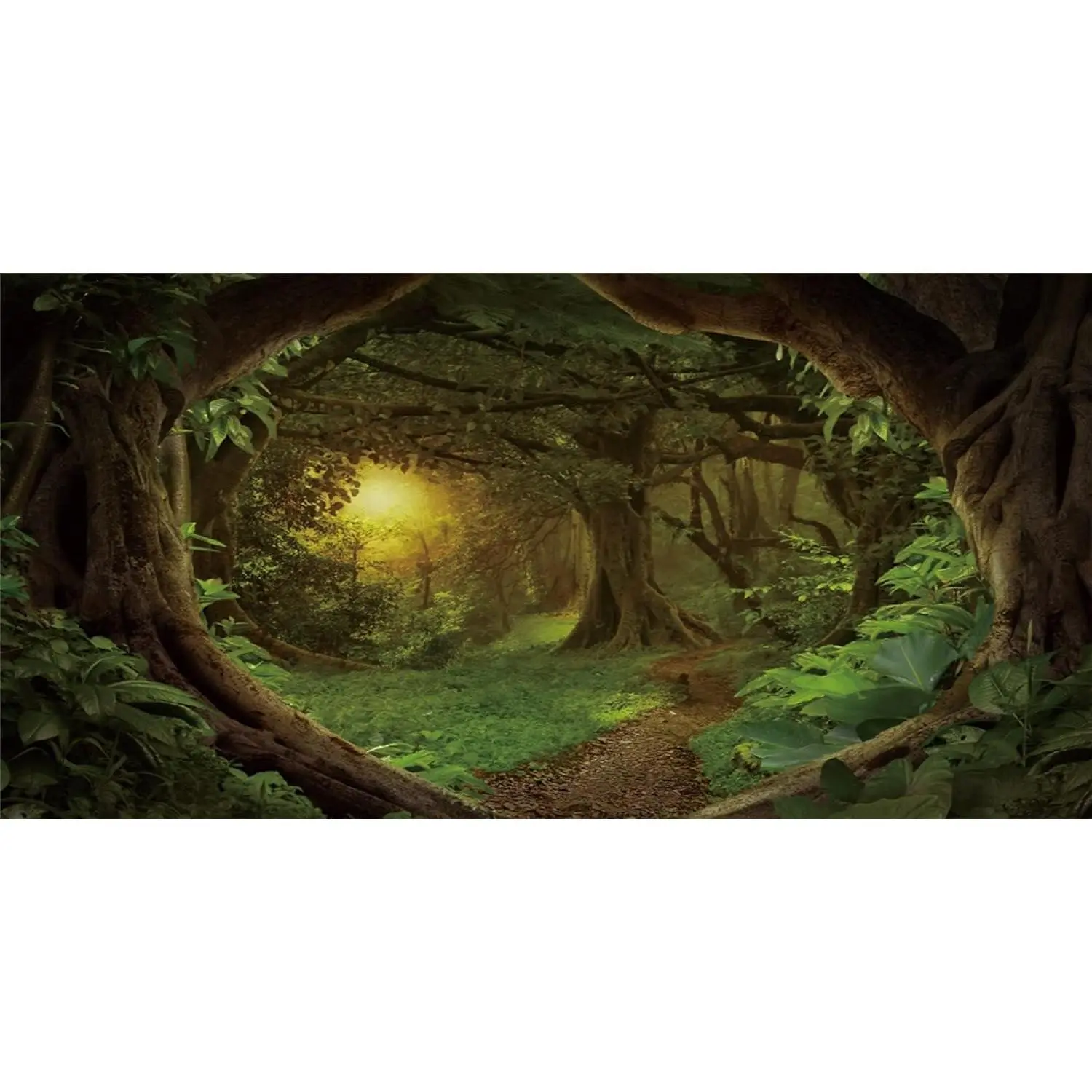 72x18 in Forest Terrarium Backdrop Green Tree Reptile Habitat Background | AWERT Dim Old Trees Psychedelic Woodland Rainforest Aquarium Vinyl Background