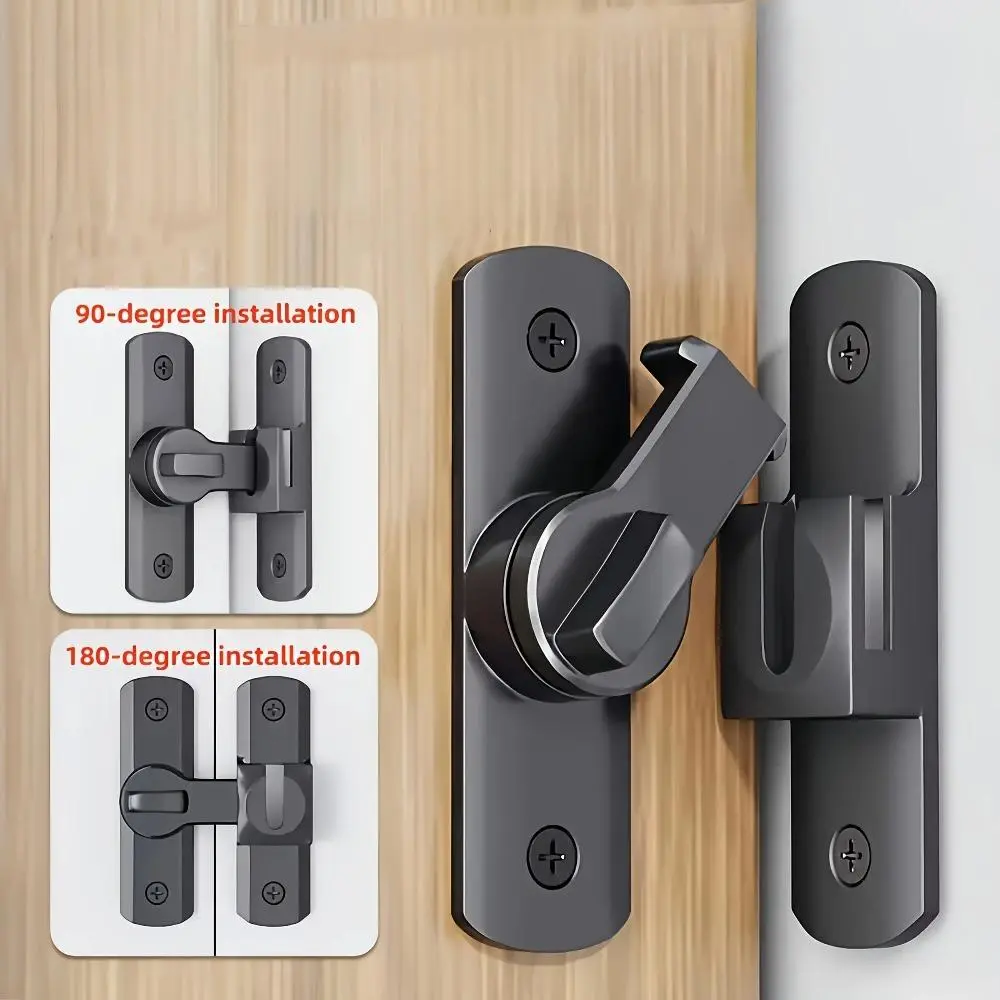 2026 New Security Door Lock Handle Hardware, Adjustable 90°/180° Sliding Bolt Latch, Anti-Pick Anti-Theft Safety Lock, Multi-Surface Fit for Home, Office & Garage Doors, Sturdy Lock, Door Locks
