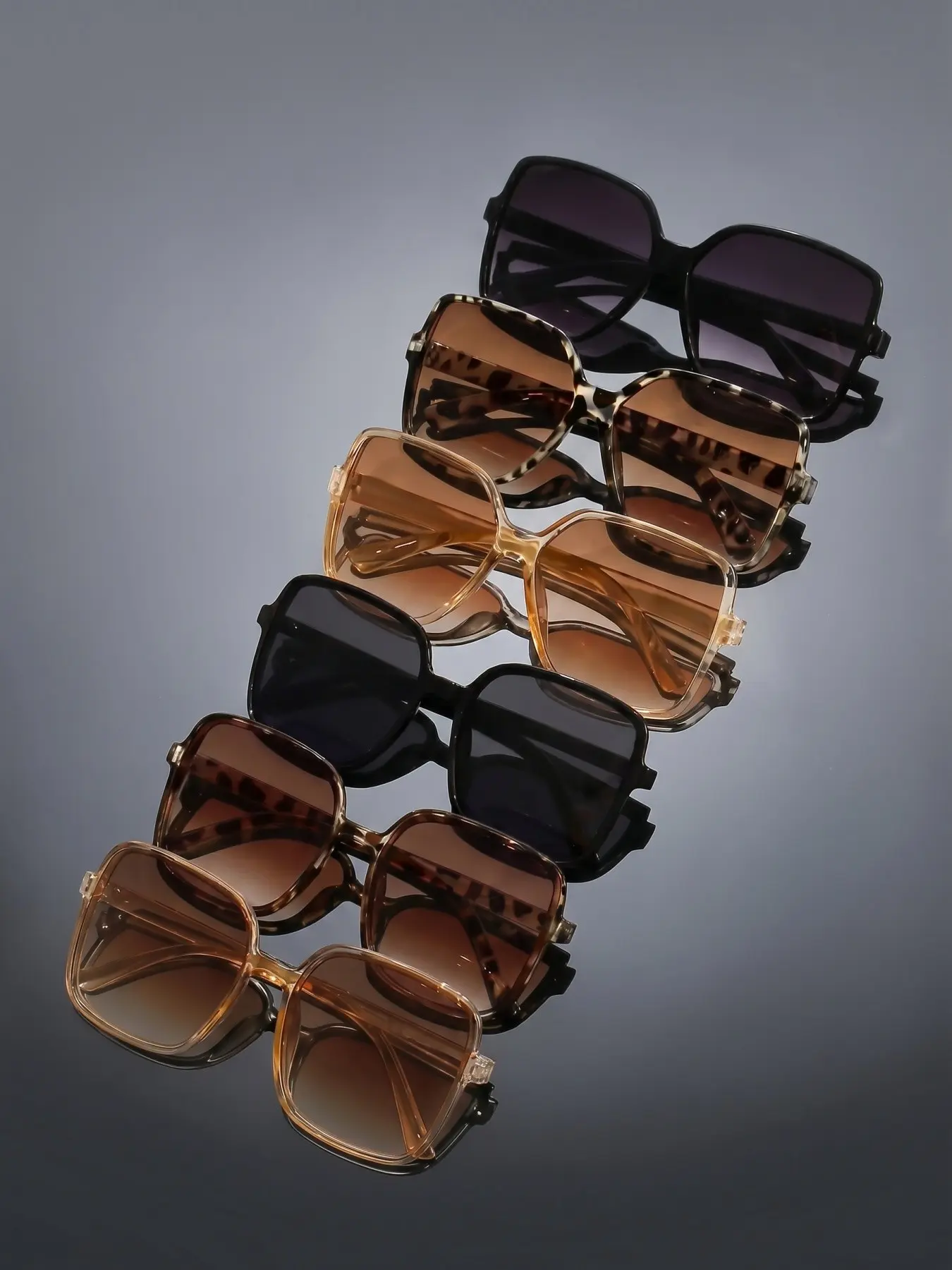 6 Pairs Square Frame Fashion Glasses Set, Trendy Casual Sunglasses, Stylish Sunglasses, Fashionable Sunglasses, Suitable for All Face Shapes, Perfect for Parties, Outdoor Activities, Fashion, Back-To-School, College Style