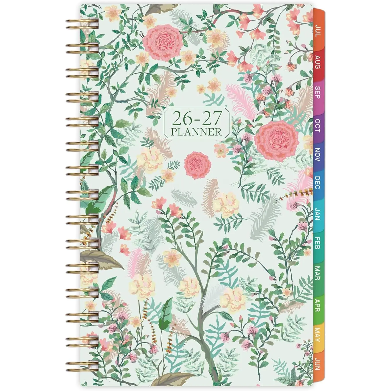 Pocket Calendar 2026-2027 - 2026-2027 Pocket Planner for Purse, Jul. 2026 - Jun. 2027 Planner Weekly and Monthly, 4.1'' × 6.8'', 12 Months Tabs,  -wire Binding, Floral Cover
