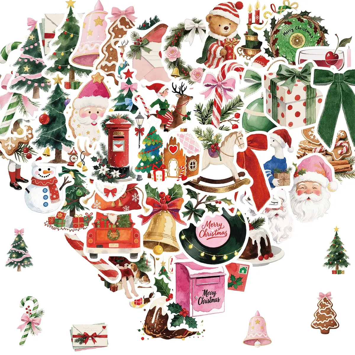 50PCS Christmas Theme Stickers, Non-Repeating Vinyl Waterproof Holiday Stickers, Holiday Gifts for Kids and Teens, Xmas Party Favorite, Stocking Stuffers for Kids Toddlers Teens Boys Girls