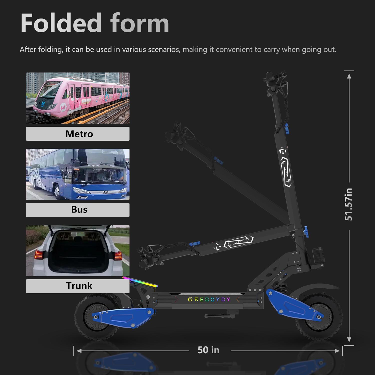 2026 REDDYDY RD2 5000W Adult Off-Road Dual Motor Electric Scooter - 60V 25Ah Battery, 50 mph, 55-mile Range, 10.5-inch Tires, Hydraulic Brakes, Front and Rear Suspension, Foldable, UL2272 Certified