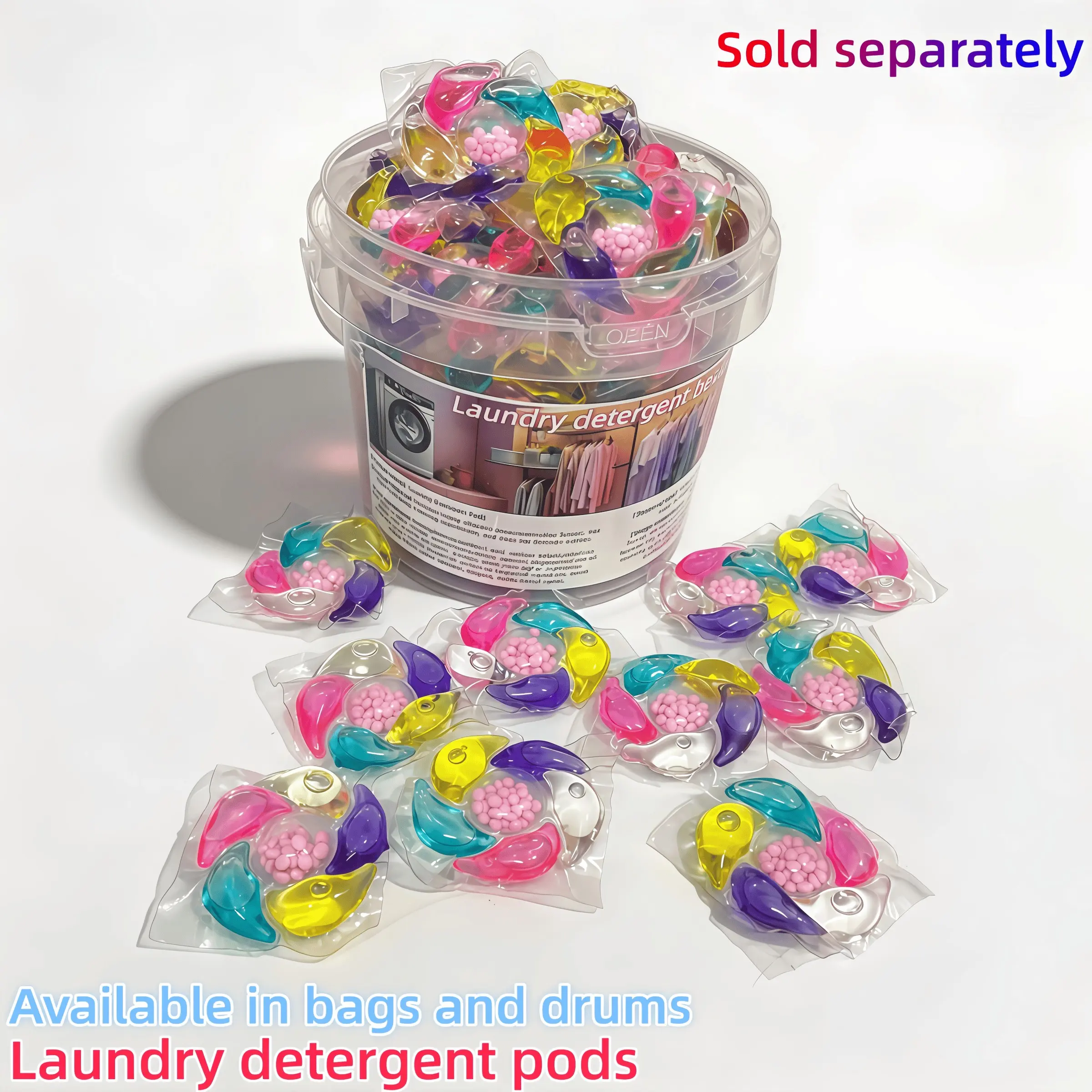 60pcs New Arrival 6-In-1 Laundry Detergent Capsules, Long-Lasting Fragrance, Stain Removal, Disinfecting Scented Beads for Home Use