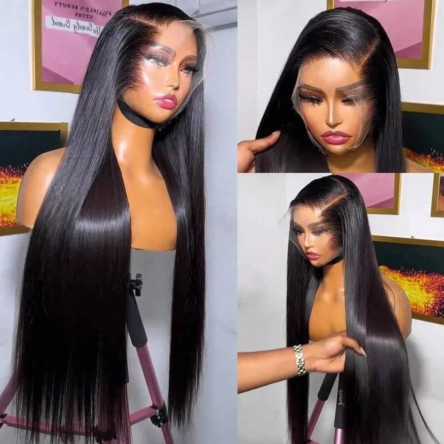 Bling Hair 180 Density 360 Full Lace Wig Human Hair Pre Plucked Brazilian Remy Smooth Straight Hd Transparent 13x4 13x6 Lace Front Wig For Women Natural Hairline