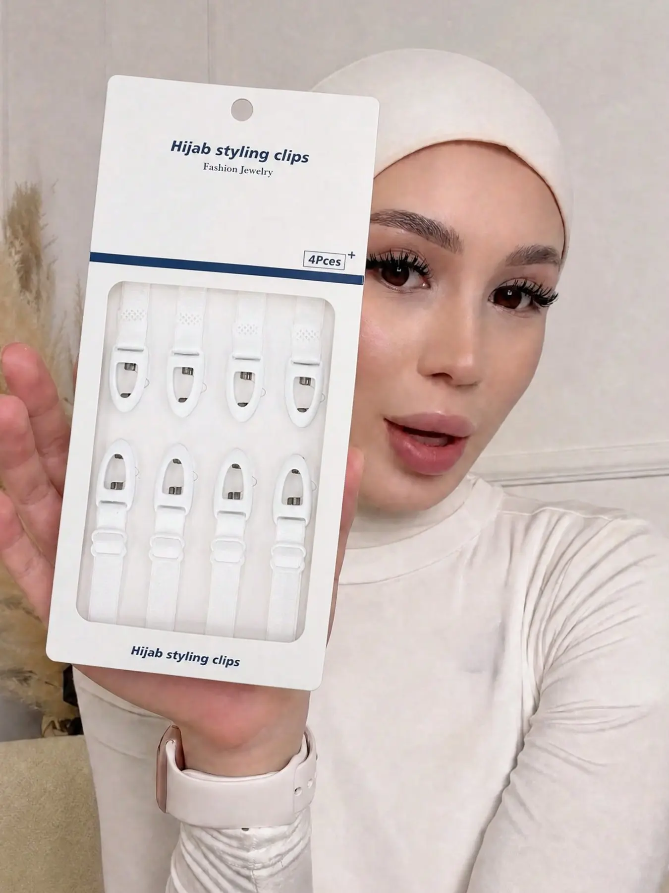 4pcs/box Anti-slip pins for women's headscarf and scarf accessories, multi-functional garment accessories with elastic design, hijab pins, Modesty fashionable matching accessories for Muslim headscarves