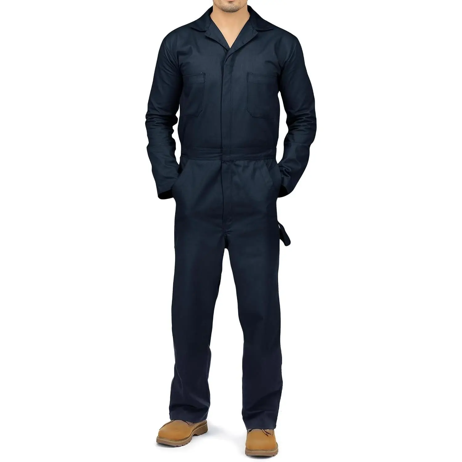 Durable Cotton Blend Work Coveralls for Men - Relaxed Fit Mechanic Jumpsuit, Heavy Duty Utility One-Piece(Gift)