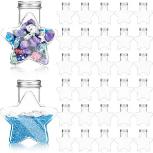 30 Pcs 5.5 oz Clear Plastic Sand Art Bottles With Aluminum Lids Candy Jars For DIY Craft Decoration Party