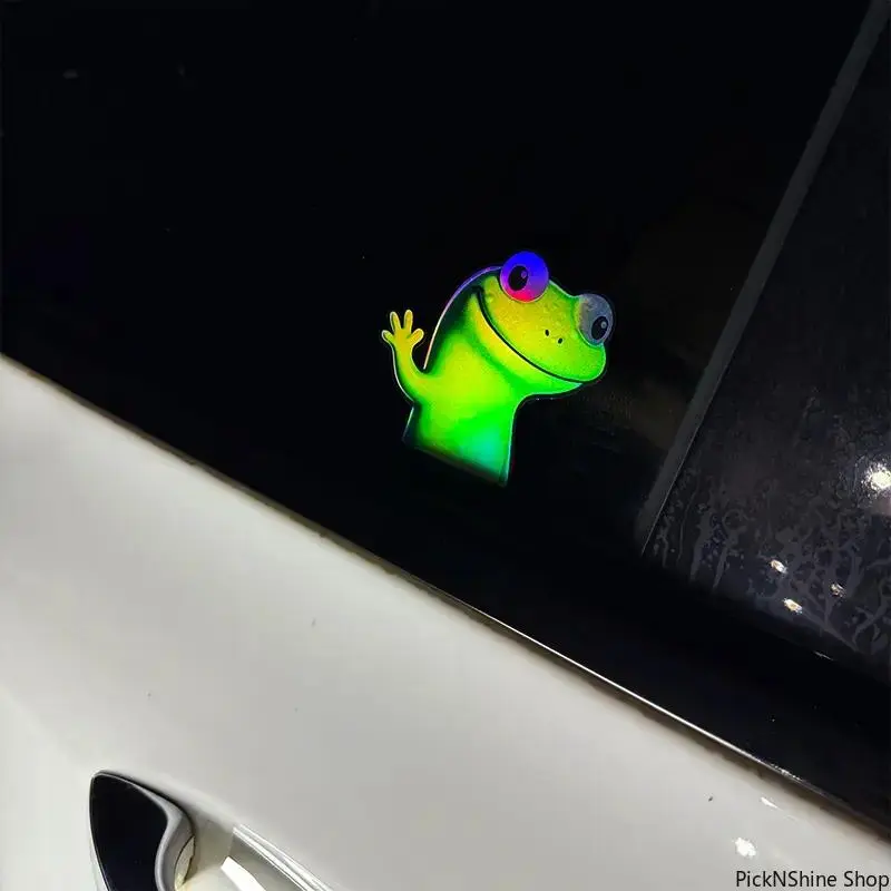 Funny Holographic Frog Car Sticker Decal | Reflective Waterproof Window Vinyl for Cars, Trucks, Laptops & Tumblers | Cute Cartoon Animal Auto Accessory