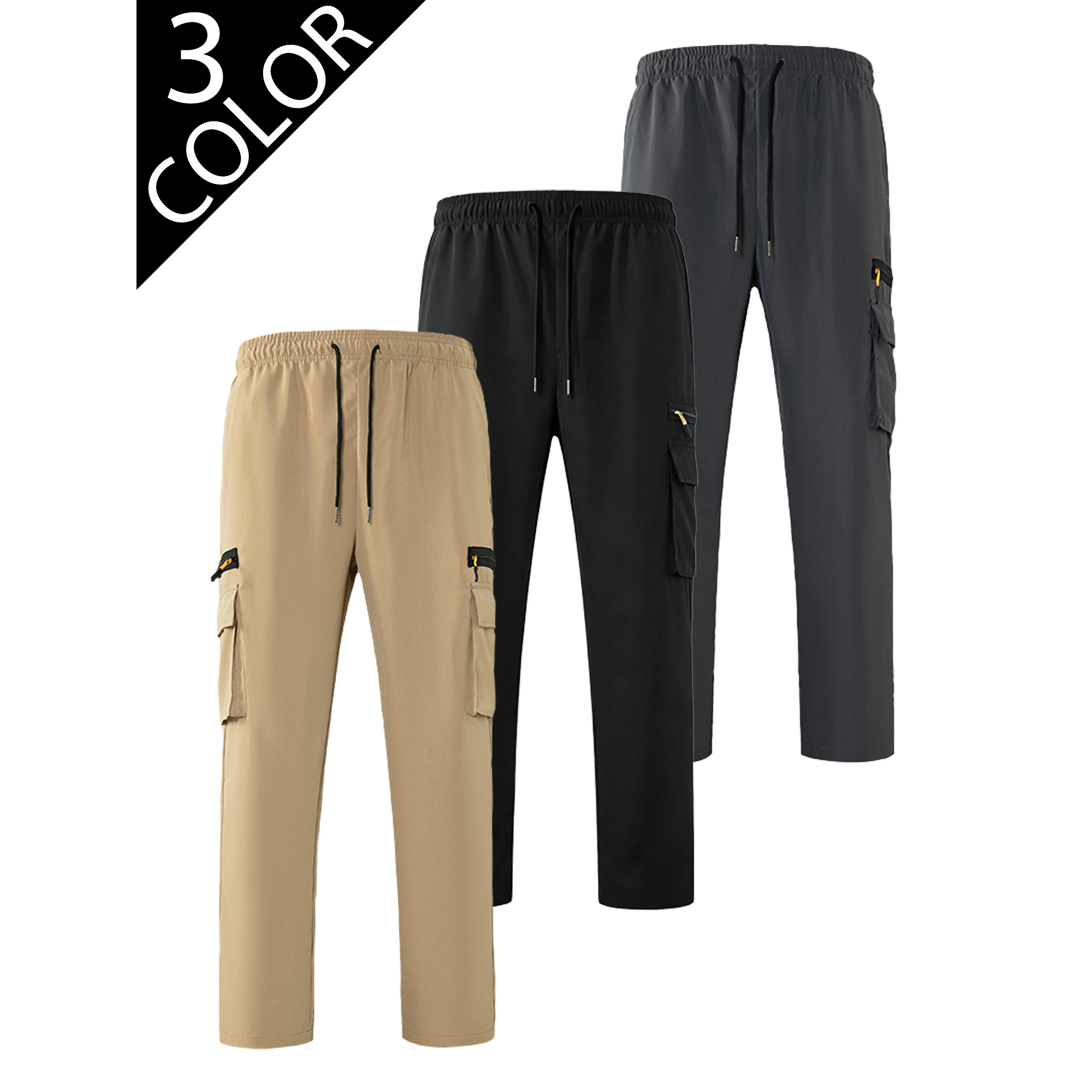 2026 men’s casual cargo pants, waterproof outdoor hiking shell trousers, loose straight wide-leg sports bottoms built for outdoor adventures. Adopted lightweight water-repellent fabric to resist light rain and splashes, effectively blocking wind while