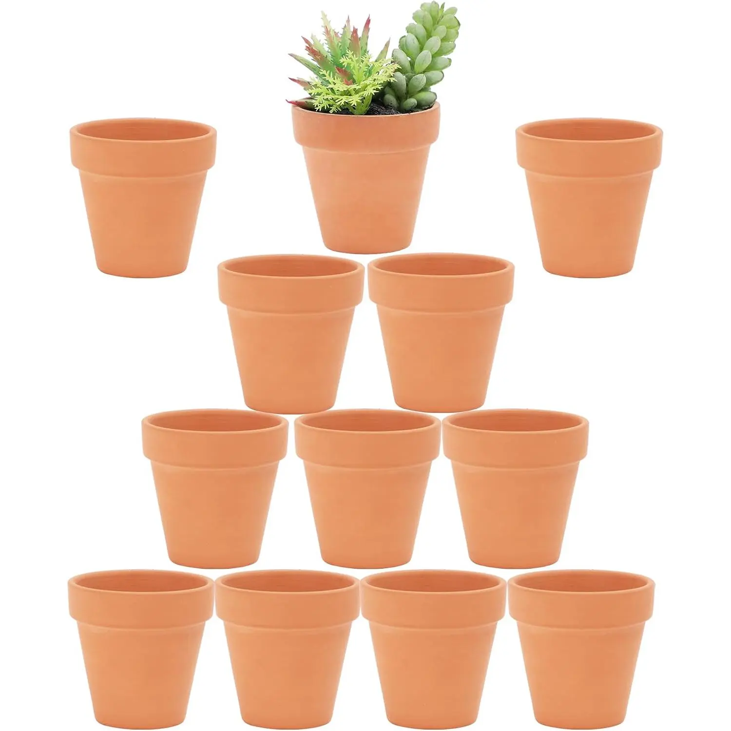 2.5 inch Terracotta Pots with Drainage Holes,Small Mini Clay Ceramic Pottery Planter,Cactus Flower  Cotta Pots,  Pots for Indoor/Outdoor ,Crafts,Wedding-12 Pack