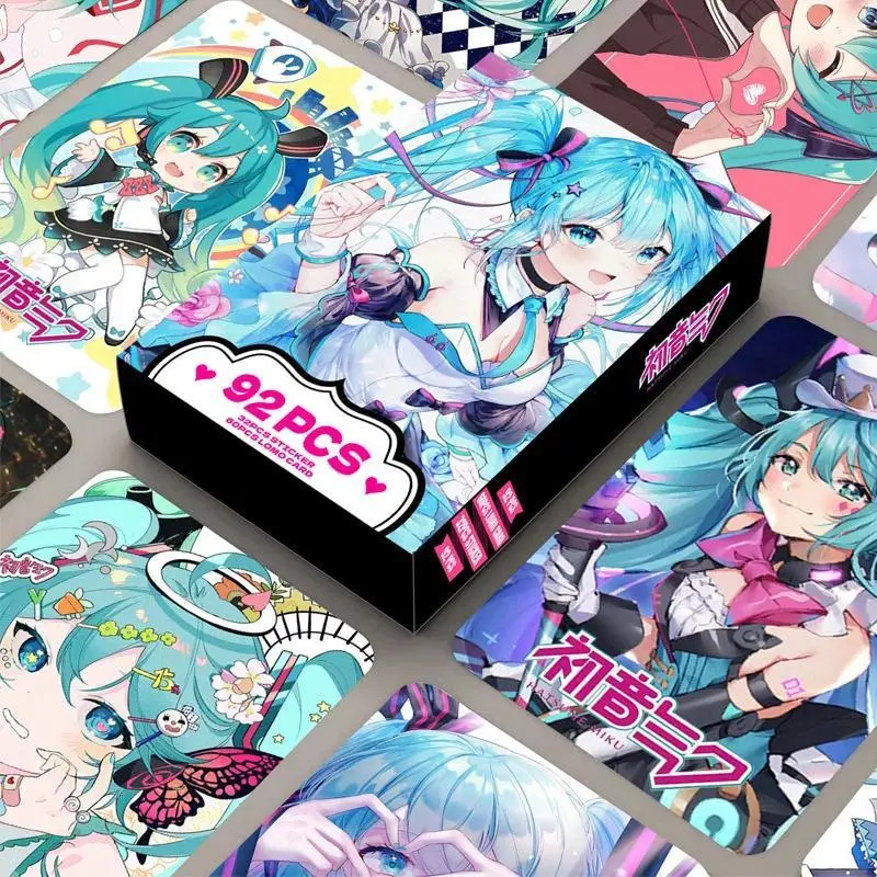 2026 new hot item 92Pcs/Set Anime Hatsune Miku Lomo Card Kawaii Pocard HD Print Cartoon Po Card Game Fans Collection Toy Kids Birthday Gift