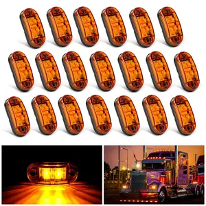 Nilight 2.5In Oval Amber 2-Diode LED Side Marker Lights, 20PCS Waterproof Automotive Indicator Lights for Boat, Trailer, Van, 10-30V Truck Pickups