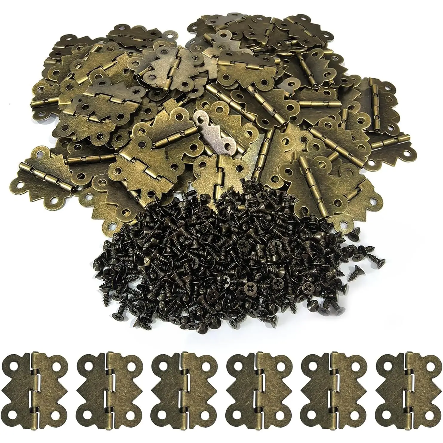 60 count 1.2In Antique Cabinet Door Hinges with Screws, Bronze Butterfly Style, Small Hinges for Crafts Cabinet Wooden  Boxes (A.60 Butterfly Hinges)