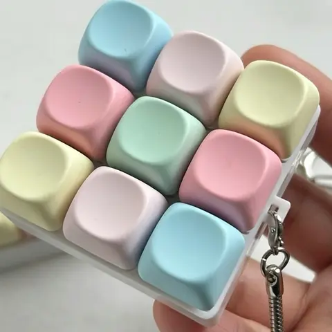 Macaron Pastel Fidget Keychain, Click Mechanical Switch Stress Relief Bag Charm with Clear or Metal Lanyard, 1/3/4/9 Keys Option, Accessory for Gamers Students, Anxiety Relief Gift for Office Workers & Tech Love, Thanksgiving Christmas Holiday Gift