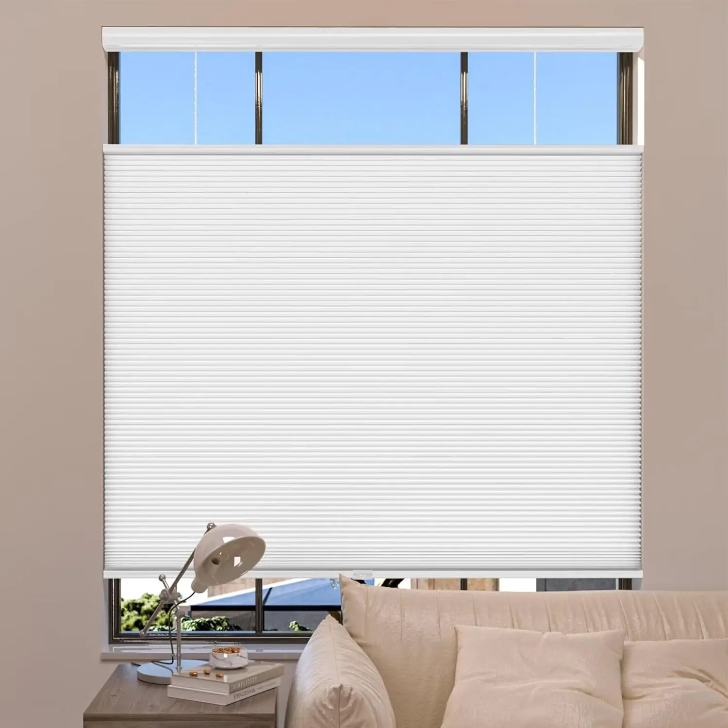 Cordless Top Down Bottom Up Blackout Cellular Shades Room Darkening Blinds for Indoor Windows Easy to Install 46" W X 72" H White