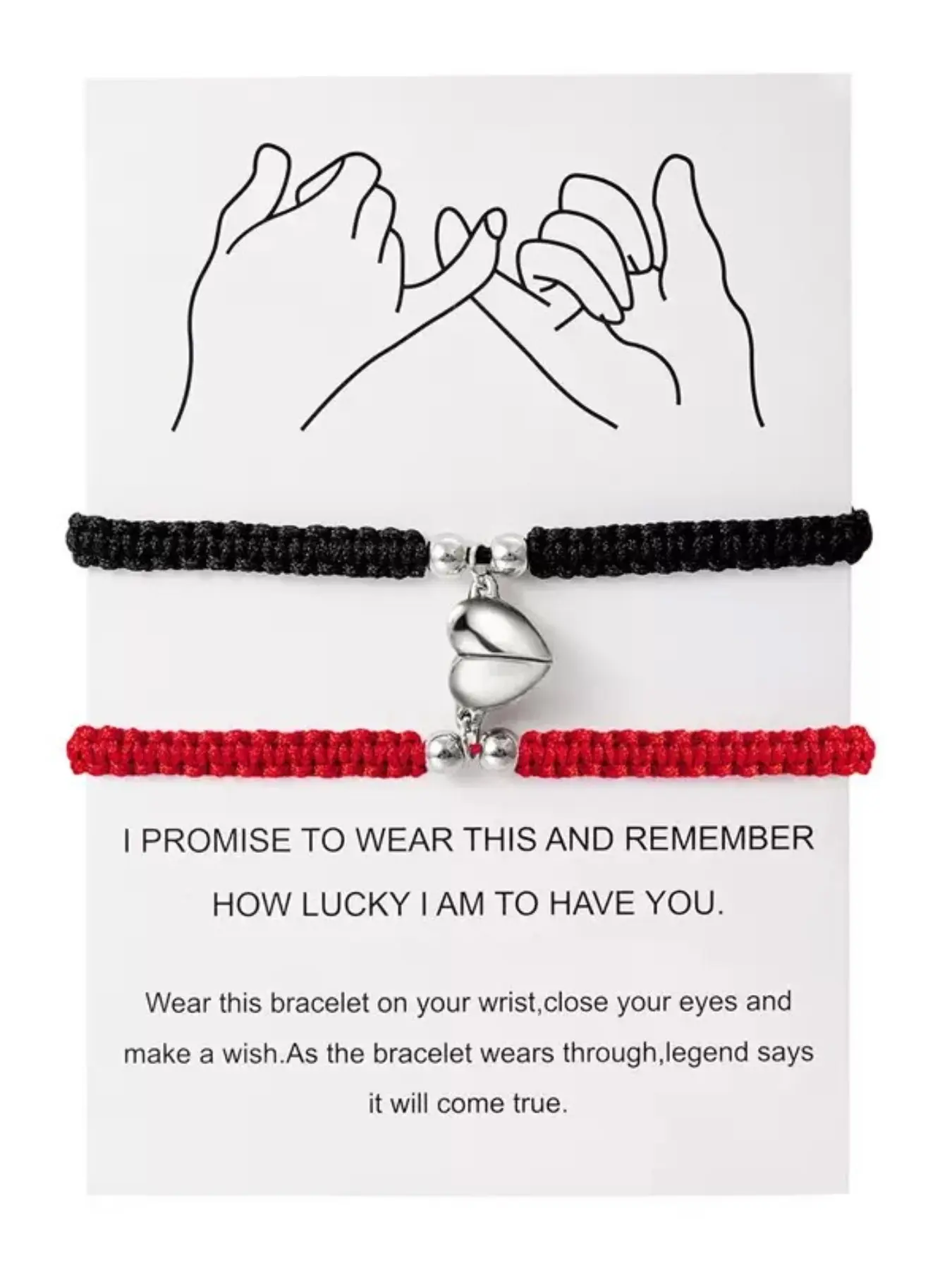 Adjustable Braided Couple Parent-Child Matching Heart Bracelets Set, Stainless Steel Heart Design, Casual Style, Fits Most Adult & Child Wrist Sizes