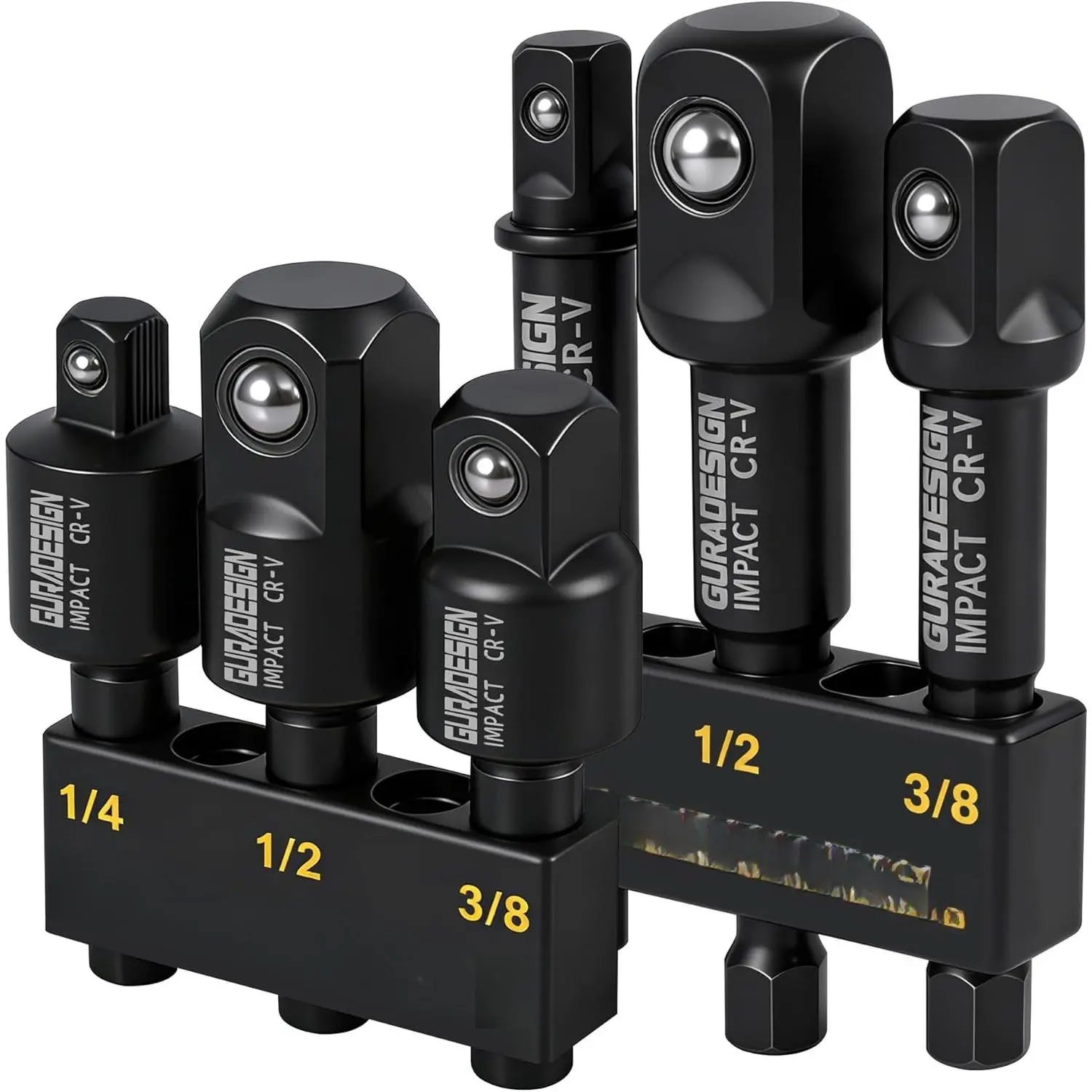 Socket Adapter Set, 6- 3" Extension Bit With Holder, 1/4", 3/8", and 1/2"  socket adapter &  Joints drill socket adapter