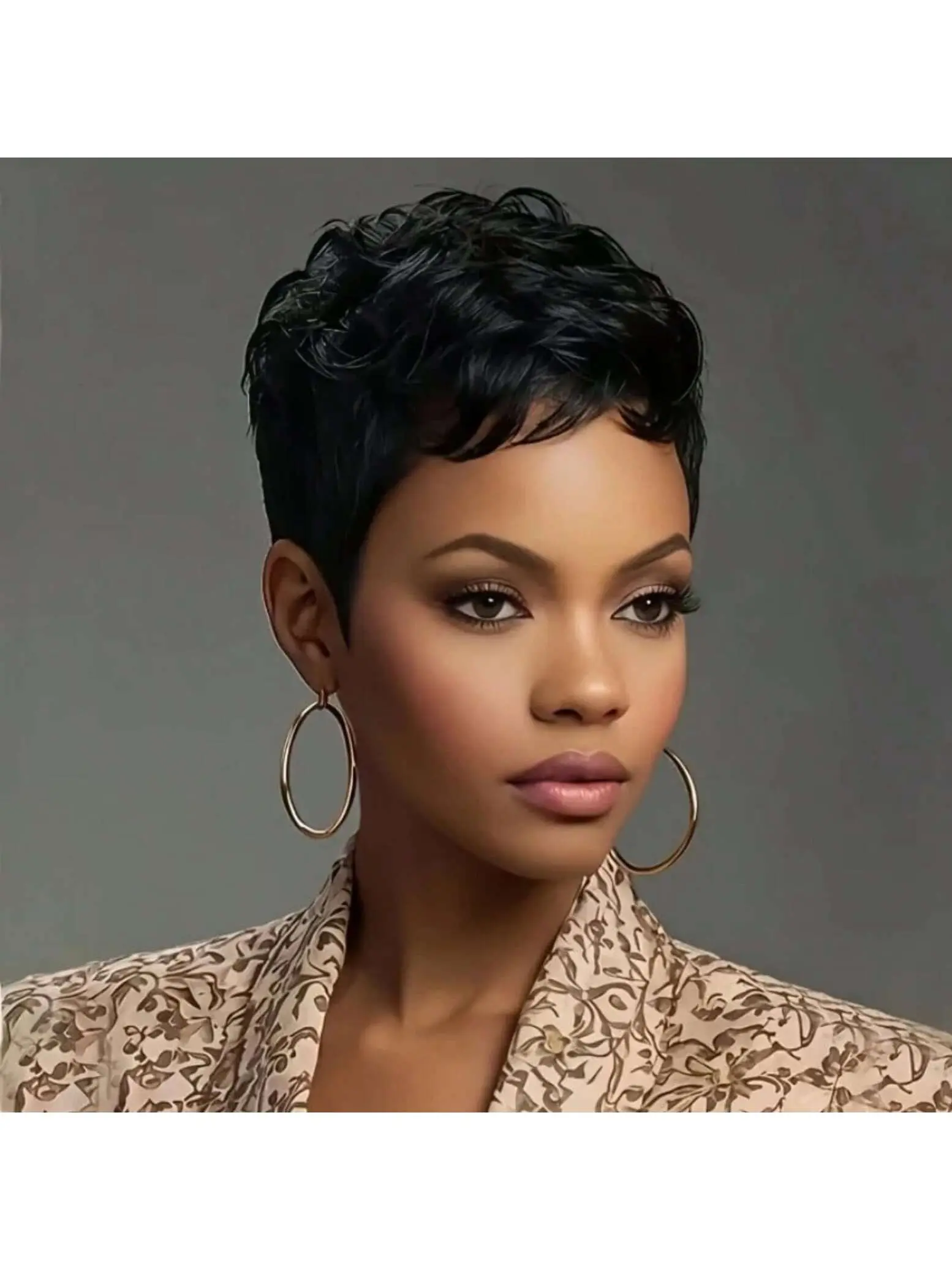 Short Bob Wig ForWomen Pixie Cut Silky Straight Wigs None Lace Front Wig With Bangs Natural Black Straight Full Machine Made Short Layered For Daily Use Silky Top Wig Soft Bob Wig