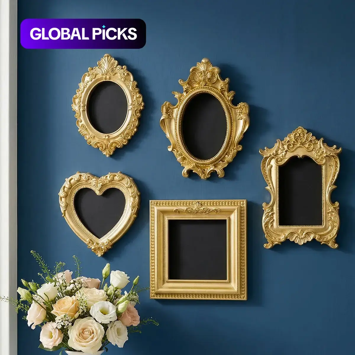 5pcs European Style Wall Decorations, Resin Hand-Painted Art Crafts, DIY Photo Frame, Home Party Festival Decoration, Picture Frames for Wall #GLOBAL PICKS