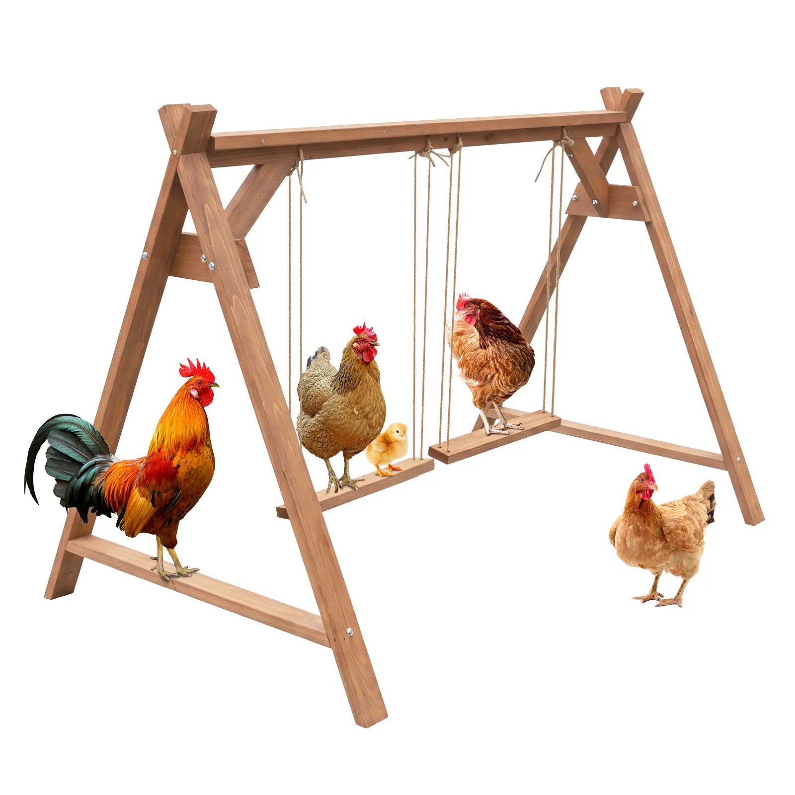 Wooden Chicken Roosting Bars with Swing, Sturdy Chicken Perches Fit 6-8 Chickens, Easy to Assemble & Clean Chicken Coop Accessories for Healthy Happy Poultry