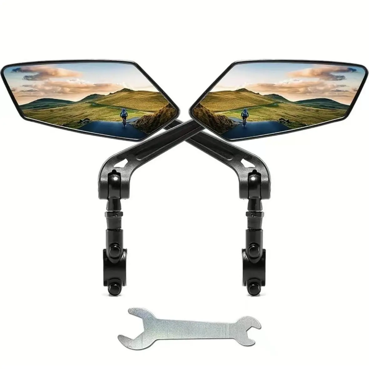 360° Rotatable Bicycle Handlebar Mirror with Aluminum Alloy Stem, Wide Range HD Glass for Mountain, Commuter, and Road Bikes, Easy Installation, Glass Coating, 360° Adjustable Angle, 360 Rotation