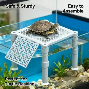 Adjustable Height Turtle Basking Platform, Suction Cup Climbing Ladder, Aquarium Floating Resting Platform for Land Tortoises, Hermit Crabs, Small Aquatic Pets