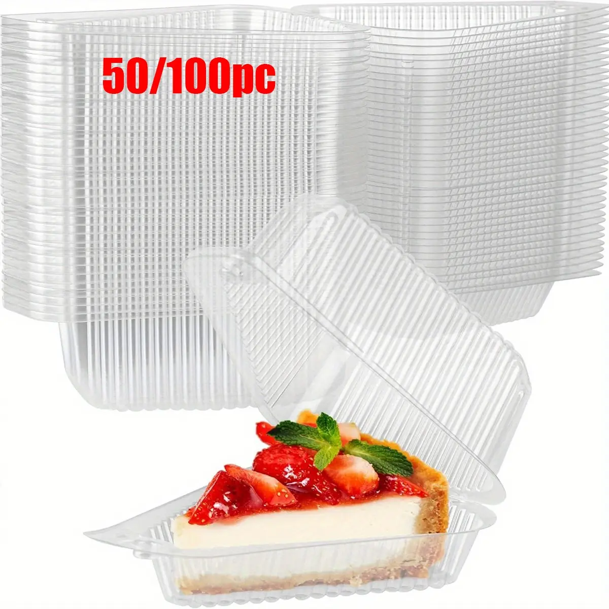 50/100pc Sandwich Packaging Boxes, Disposable Plastic Cake Boxes, Transparent Individual Cake Boxes, Clear Cake Box, Ideal for Baking & Parties, Baking Accessories