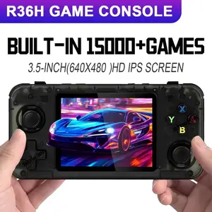 R36h Retro Handheld Gaming Console, Video Game Console, Open Source Linux System, Cortex-A35 Cpu, 64GB TF Card, 10,000+ Classic Games, 3.5 Inch IPS Screen