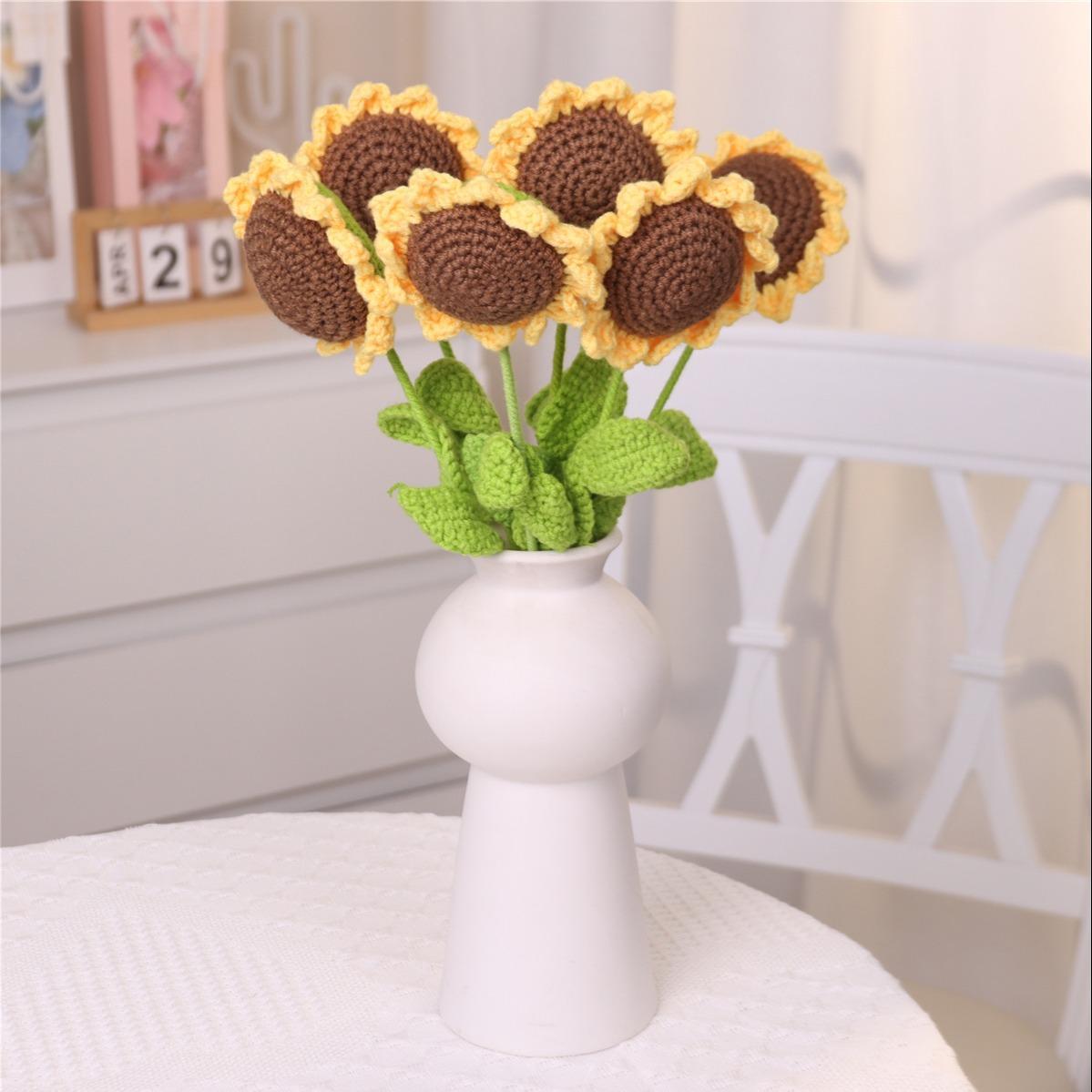 Sunflower Design Crochet Flower, 7 Counts/set Artificial Handmade Crochet Flower without Vase, Sunflower Bouquet, Home Decor for Living Room Bedroom, Summer Gifts, Crochet Artificial Flowers, Decorative Flowers Sunflower Design Crochet Flower, 7 Counts/set Artificial Handmade Crochet Flower without Vase, Sunflower Bouquet, Home Decor for Living Room Bedroom, Summer Gifts, Crochet Artificial Flowers, Decorative Flowers
