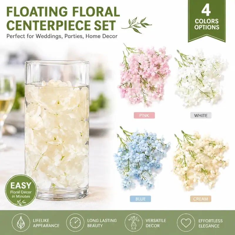 5pcs Multicolor Floating Artificial Flowers, Wedding Party Glass Cup Floaters, Birthday Home Desktop Floral Decorations