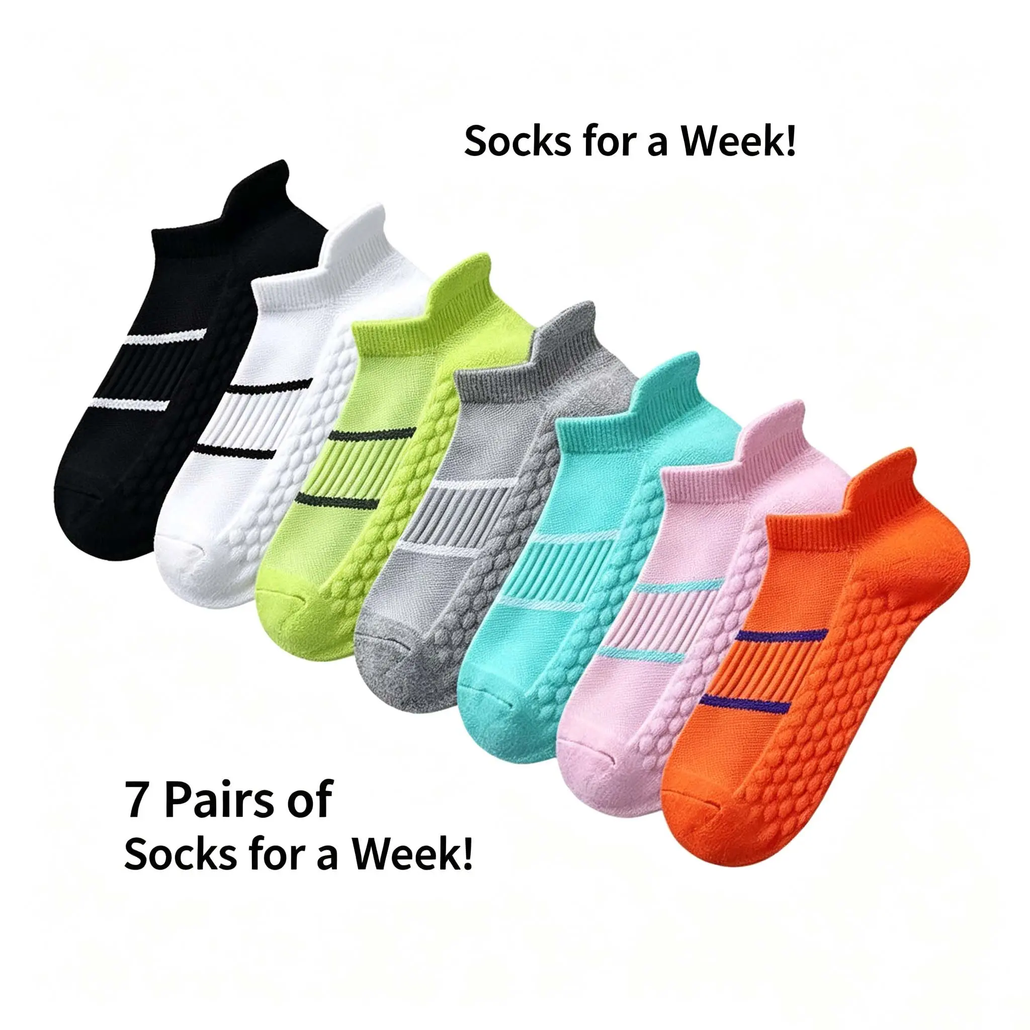 7-Pair Sock Packs for Women & Men, Breathable Low-Cut Workout Socks with Cushioned Sole & Anti-Slip Heel Tab for Gym Workouts, Sports Socks Set,back to school,back to school haul