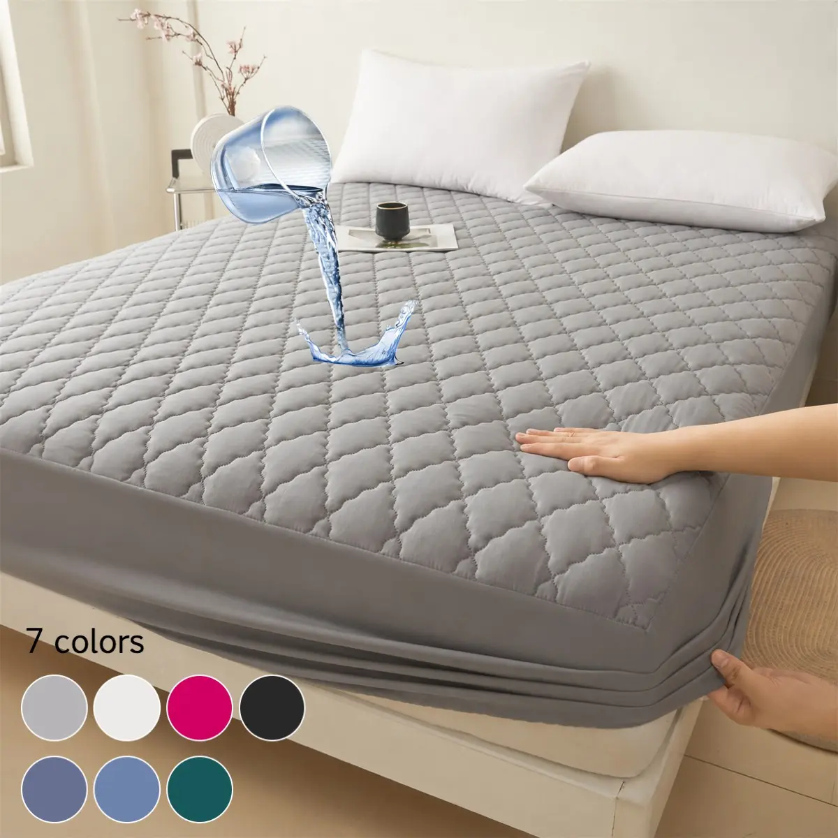 1 Set Waterproof Mattress Protector Set – Includes Fitted Sheet & Quilted Deep-Pocket Bedding Mattress Cover, Soft Breathable, Stain-Resistant and Machine-Washable, All Mattress Sizes, with Pillowcases for Bedroom, Guest Room, Dorm